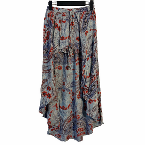 Angie Blue Floral Boho Skirt with Built-In Shorts – Size Small (b7)